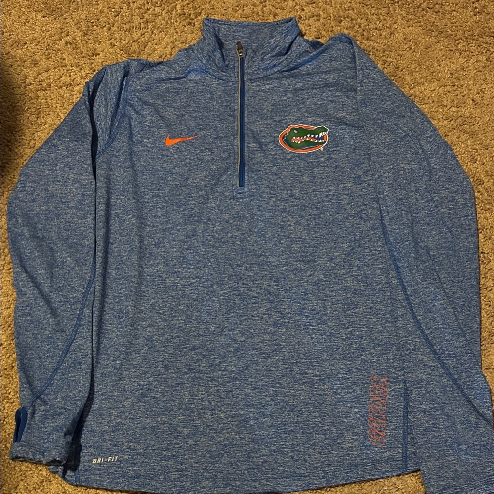 Nike Blue Heather Florida Gators Quarter-Zip Pullover with Orange Logo